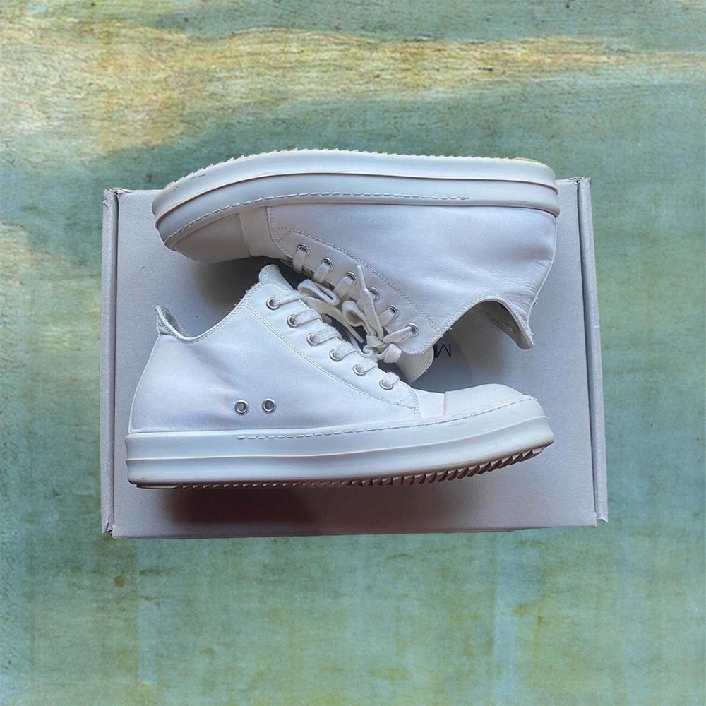 Rick Owens Men's White and Cream Trainers